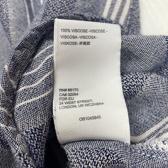Anthropologie Maeve Chatham Striped Woven Chambray Button Down Shirt Blue Small - Picture 9 of 9